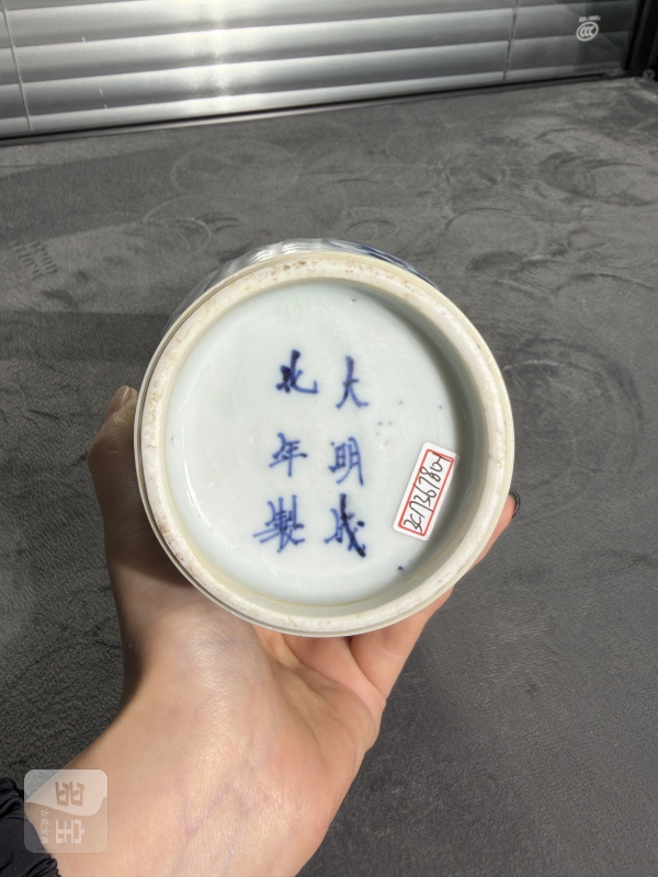清康熙青花开光花鸟纹模印盖瓶 - 图6